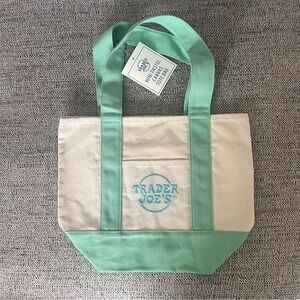 Trader Joe's Mint Green and Cream Mini Tote Bag
